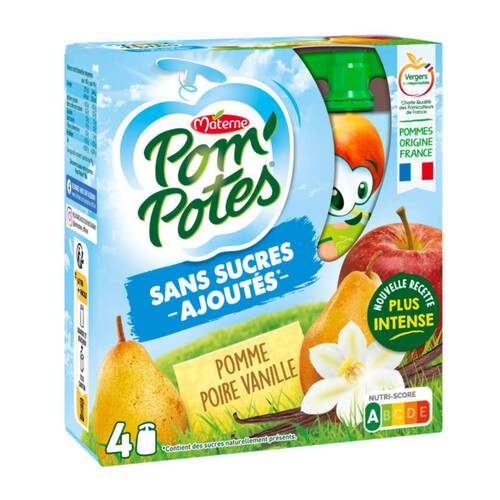 Pom'Potes Compote Pommes, Poires, Vanille 4X90G