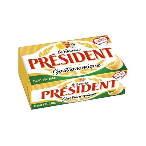 Beurre gastronomique demi-sel Président 80% MG plaquette 250g