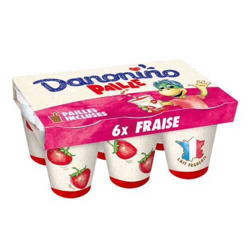 Danonino Yaourt à boire fraise avec paille 6x100g