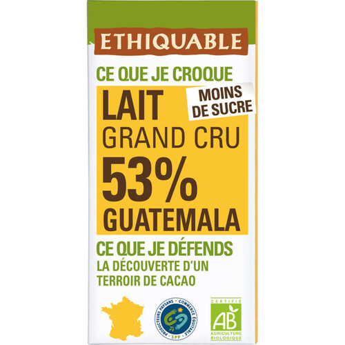 Ethiquable Chocolat au Lait 53% Bio 100g