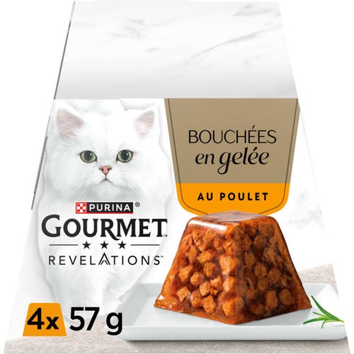 Purina Gourmet Bouchées en Gelée Poulet Pour Chat 4x75g