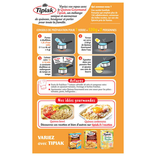 Tipiak Quinoa Gourmand 3 Quinoas & Blé Tendre 400g