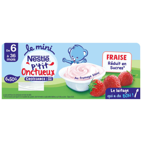 Nestlé Fromage Blanc P'tit onctueux Croissance Mini Fraise 6x50g