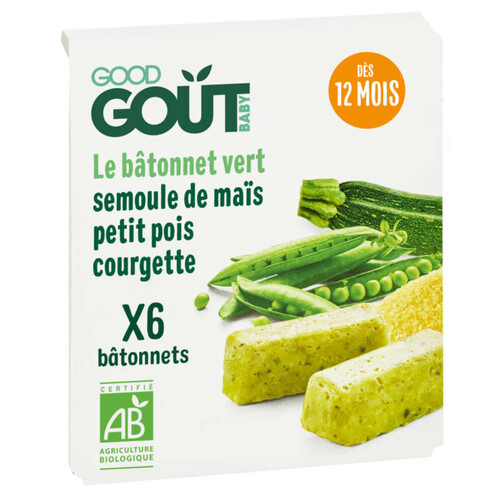 Good Gout Baby le bâtonnet vert petit pois- courgette semoule de mais - dès 12m