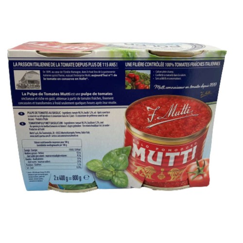 Mutti Polpa Pulpe Fine de Tomates Basilic 2x400g