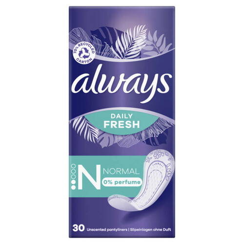 Always daily fresh normal, 0% de parfum 30 unités