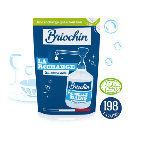 Briochin Recharge Liquide Vaisselle Mains au Savon Noir 500ml