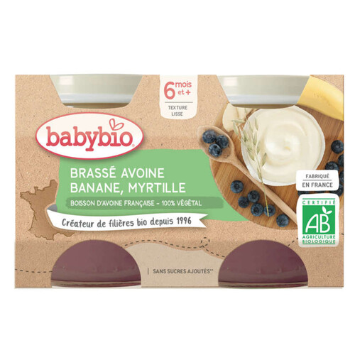 Babybio Petit Pots Brassé Banane Myrtille 2x130g