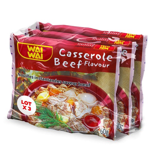 Wai Wai Nouilles instantanées saveur bœuf 3x60g
