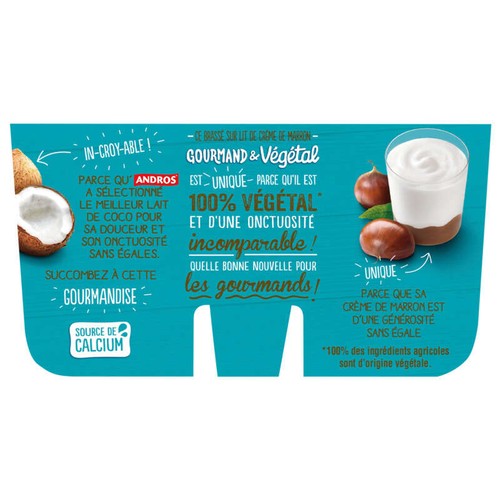 Andros Brassé Végétal Nature sur lit de Marron au lait de Coco 4x100g