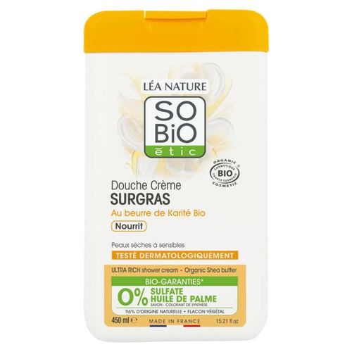 Sobio etic Crème douche surgras huile de karité bio 450ml