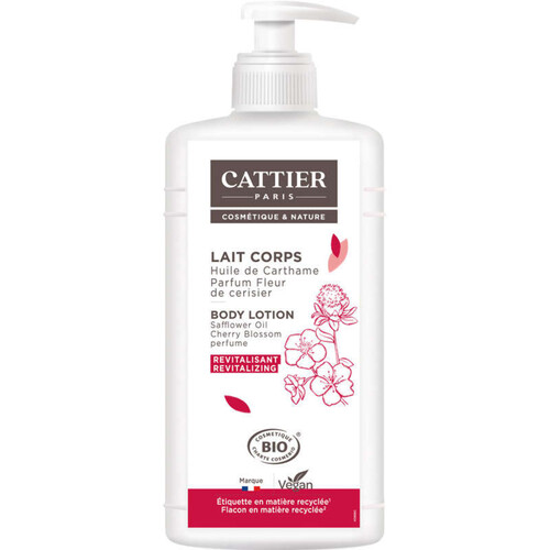 Cattier Lait Corps Revitalisant Huile de Carthame parfum fleur de cerise 500ml