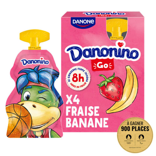 Danonino Yaourt à boire fraise banane gourde 4x70g