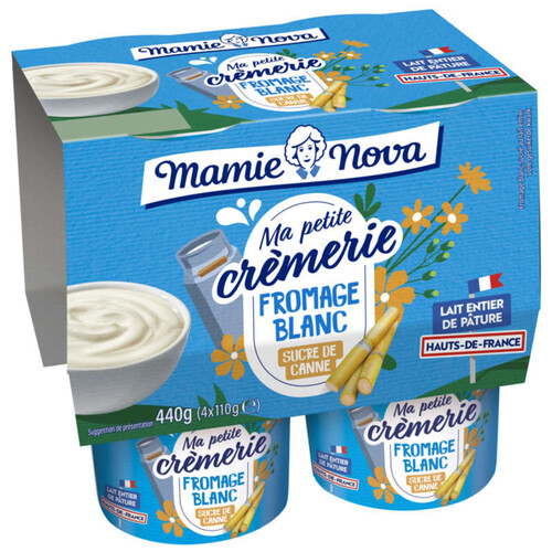 Mamie Nova Ma Petite Crèmerie Fromage Blanc Sucre de Canne 4*110g