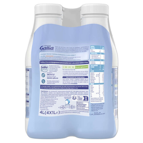 Gallia Calisma Lait Croissance 3 de 12 à 36 mois 4 x 1L