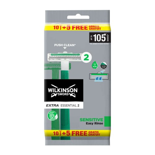 Wilkinson Extra Essential 2 Sensitive Rasoirs 10+5 Gratuit