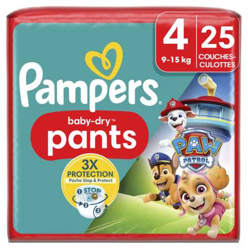 Pampers Couches-Culottes Baby-Dry Pants Taille 4 9kg-15kg x25