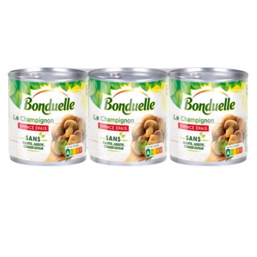 Bonduelle Champignon Émincé Épais Sans Sulfite, Sans Additif 3x115g
