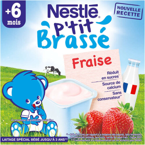 NESTLÉ Ptit Brassé Fraise - 4x100G - Dès 6 mois