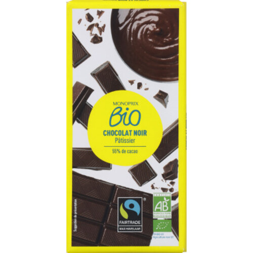 Monoprix Bio Chocolat Noir Pâtissier 55% De Cacao 200G