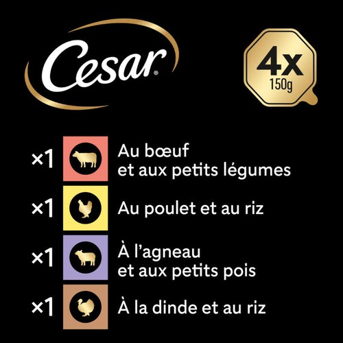 Cesar Barquettes pour chien en gelée 4 variétés senior 4x150g