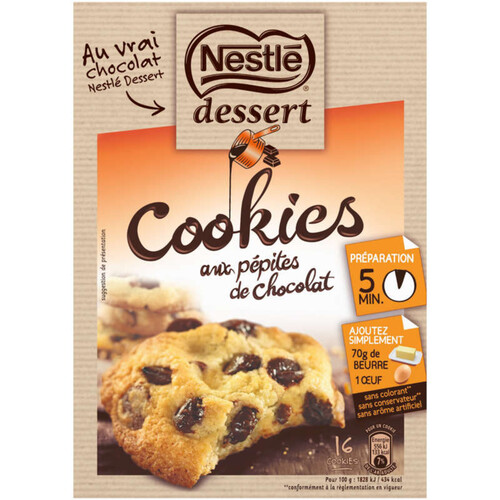 Nestle Dessert Préparation Pour Cookies Au Chocolat 351g