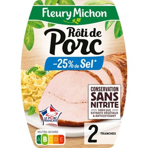 Fleury Michon Rôti de Porc - 25 % de Sel Conservation Sans Nitrite en tranches x2