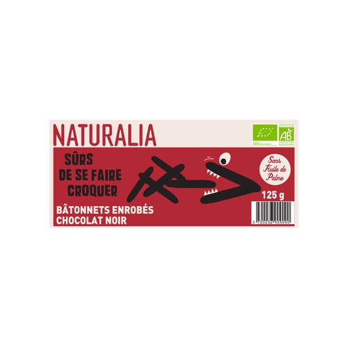 Naturalia Bâtonnets enrobés chocolat noir 125g