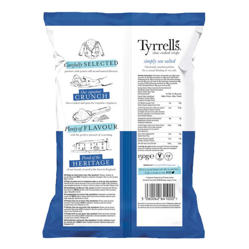 Tyrrell's Chips de pommes de terre au sel de mer 150g