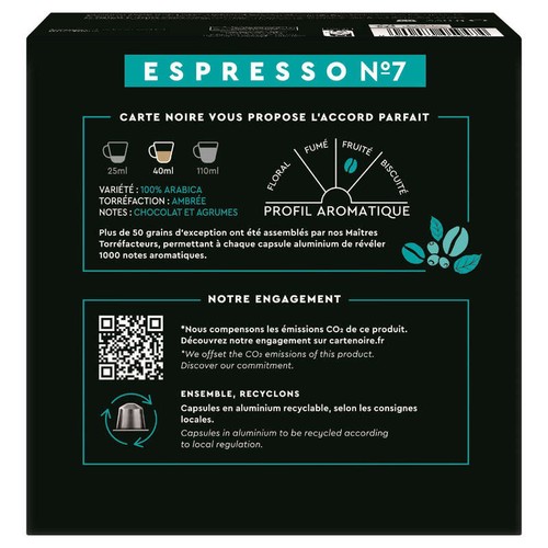 Carte Noire Café Capsules Compatibles Nespresso Espresso 7 330g