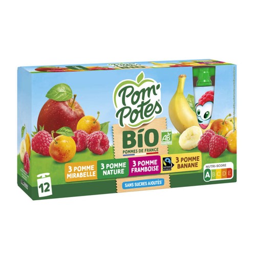 Pom'potes Compote multi fruits Bio 12x90g