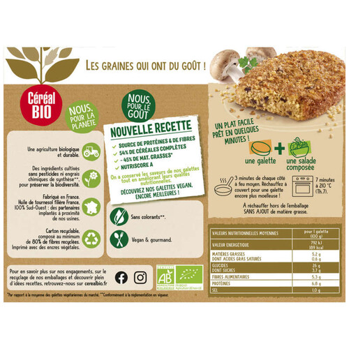 Céréal Bio Galettes millet Boulghour aux champignons bio 200g