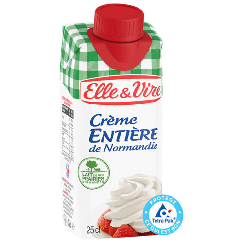 Elle & Vire Crème Fraîche Fluide Et Entière, Stérilisée Uht 25 Cl