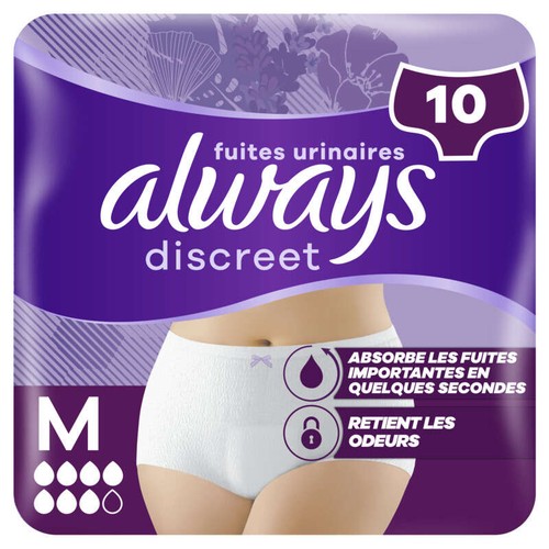 Always Discreet Culottes pour Fuites urinaires Taille M x10
