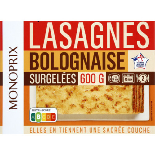 Monoprix Lasagnes bolognaise, surgelées 600g