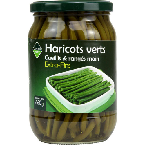 Leader Price Haricots Verts Extra-Fins Rangés & Cueillis Mains 660G