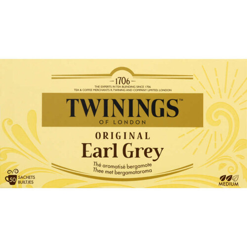 Twinnings Thé Original Earl Grey 50 Sachets 100g
