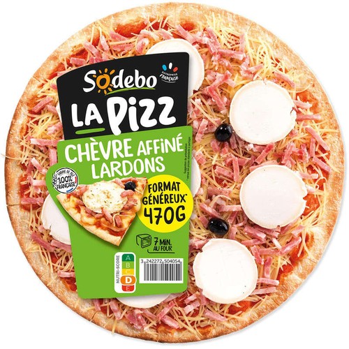 Sodebo Pizza La Pizz Chèvre affiné et lardons 470g