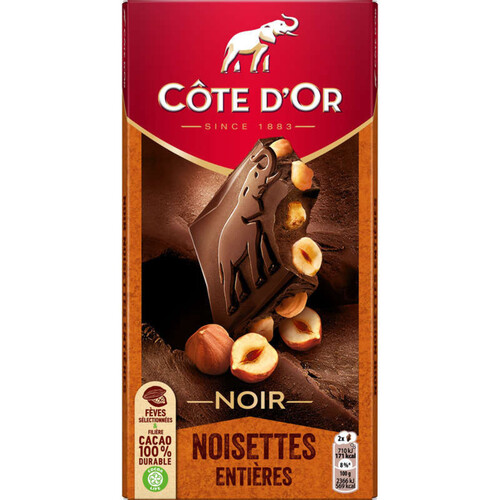 Côte D'Or Tablette Chocolat Noir Aux Noisettes Entières 180g