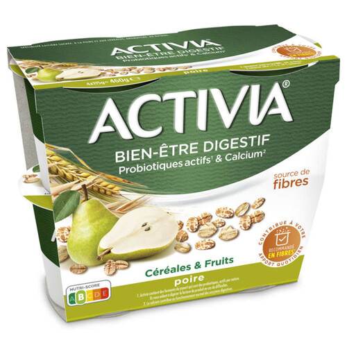 Activia yaourt aux fruits et céréales poire bifidus 4x115g