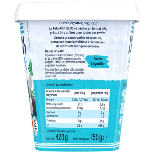 Islos Dès de Feta Aop Grecques 150g