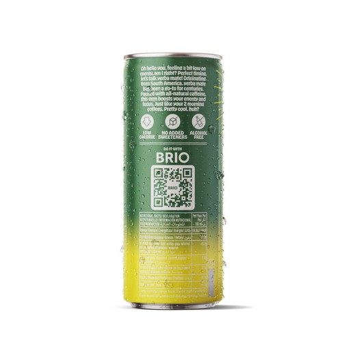 Brio Maté Boisson énergisante Menthe Citron en Canettes 25cl