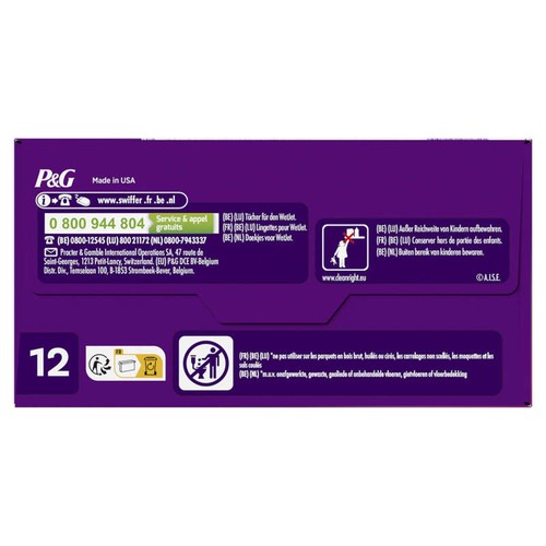 Swiffer WetJet Recharges Lingettes Nettoyantes, Lingettes Multi-Surfaces x12