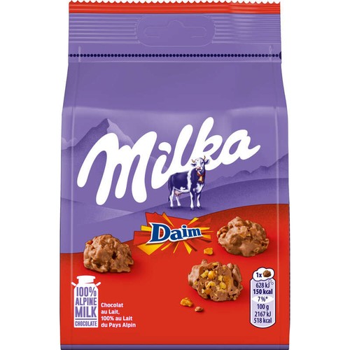 Milka Chocolat Au Lait Et Éclats De Daim 145g