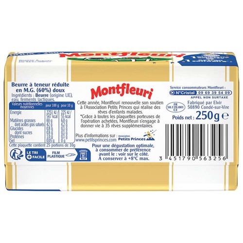 Montfleuri Beurre Doux 60% De Mg 250g