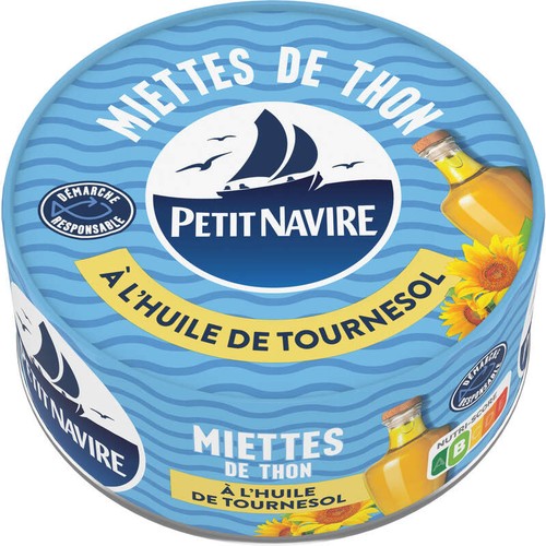 Petit Navire Miettes de Thon à l'Huile de Tournesol 160g