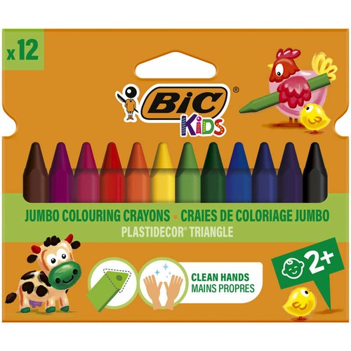 MARCO Crayons de couleur 24 couleurs, mines de craie grasse épaisses, forme hexagonale, idéaux pour illustrations et croquis