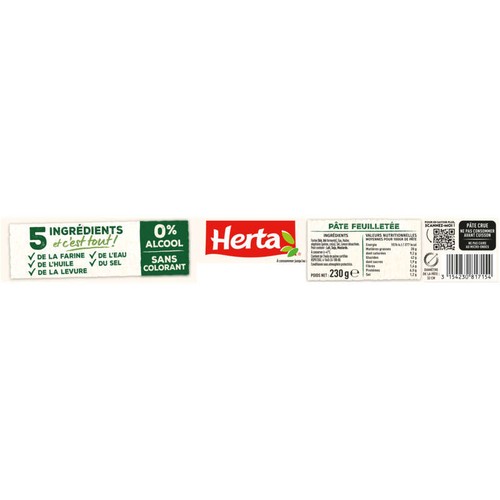 Herta Tarte en Or Pâte feuilletée 230g