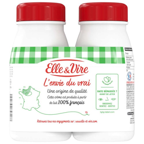 Elle & Vire Crème Entière Fluide À La Crème De Normandie 2x25cl