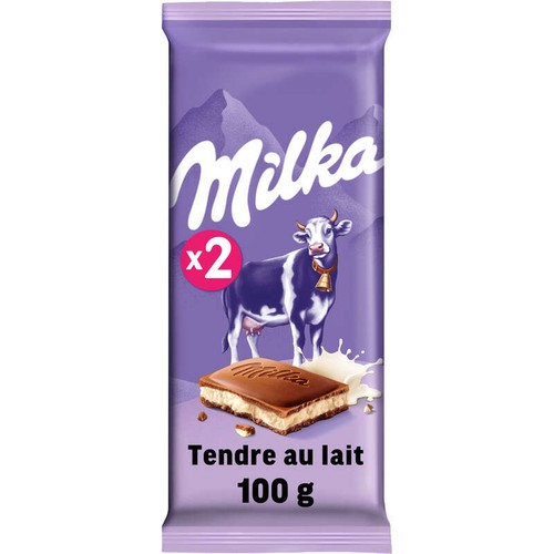 Milka Tablette Chocolat Tendre Au Lait 2x100g
